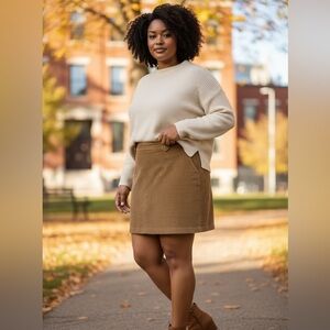 Eddie Bauer Women’s‎ 18 Beige Corduroy Skirt Knee Length Beige Tan Zipper